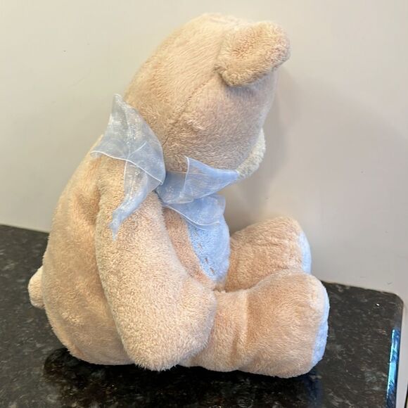 Baby Gund Nursery Blue Bear Tan Teddy Plush Toy Lovey Stitched Belly Paws - Picture 5 of 8